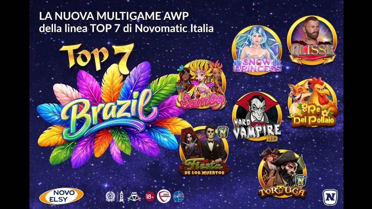 AWP, NOVOMATIC Italia lancia la nuova multigame TOP 7 Brazil